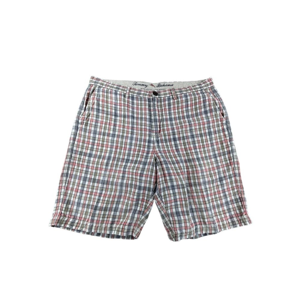Tommy Bahama Plaid Shorts Mens 36 Linen & Lyocell Blend